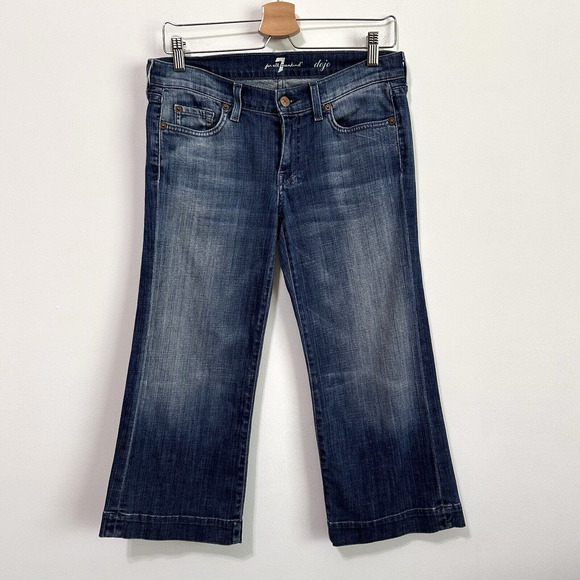 7 For All Mankind 7FAMK DOJO Crop Capri Jeans 28 Blue Casual Trendy Mid Rise - Picture 1 of 8